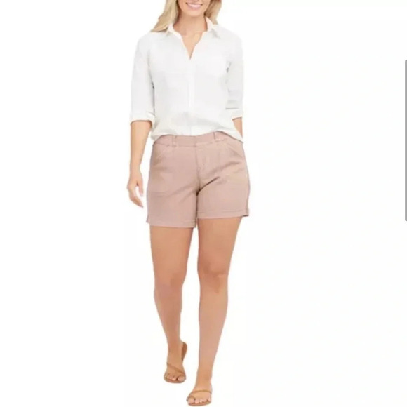 Spanx 6" tummy control stretch casual twill mauve pull on shorts NWT - Picture 2 of 9